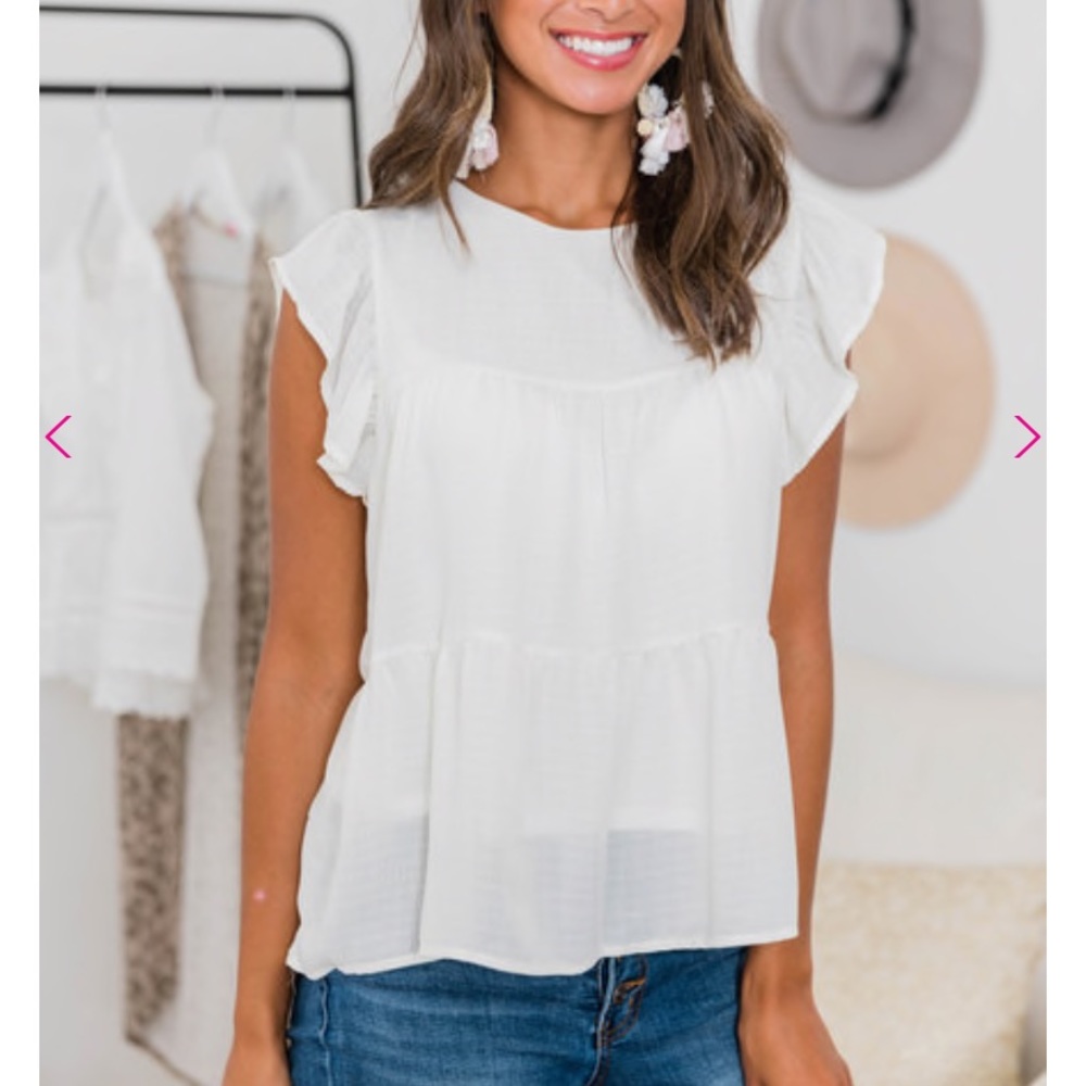 Pink Lily ivory top